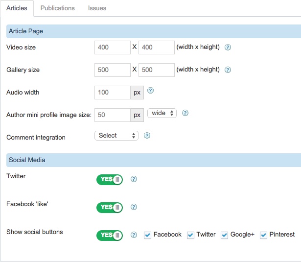 Social Media Settings